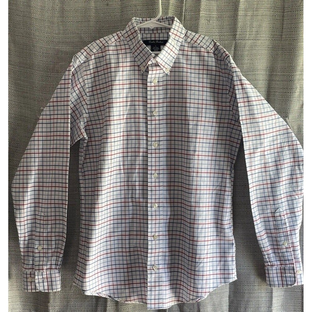 Brooks Brothers “Fleece” Button-Down Gingham Long Sleeve Shirt Boys Youth Large